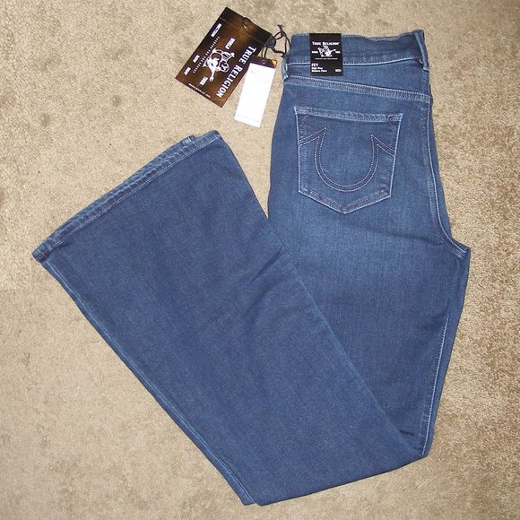NEW True Religion High Rise Flare jeans Dark wash - Picture 3 of 8